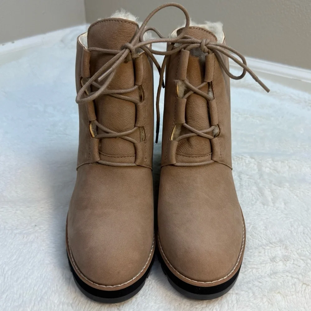 Eileen Fisher Wmn’s Alpine Genuine Shearling Wedge Bootie Ankle Boot-Sz 10M, NIB